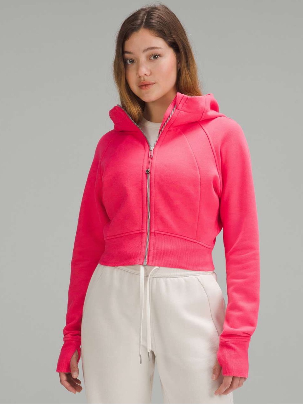Lululemon Scuba Full-Zip Cropped Hoodie - Lip Gloss